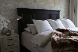 airbnb bedroom fur throw