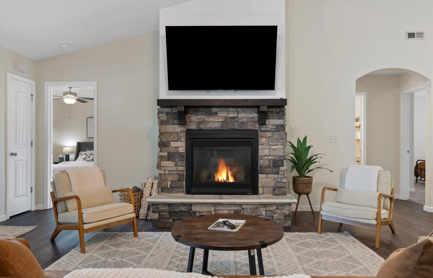 Comfortable seating area in a managed home