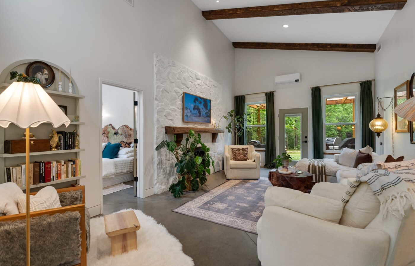 Living room styled with calm neutral furnishings